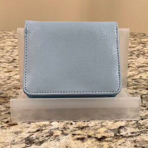 Light Blue Slim Snap Card Wallet ID Window Compact Minimal Wallet Snap Close NEW